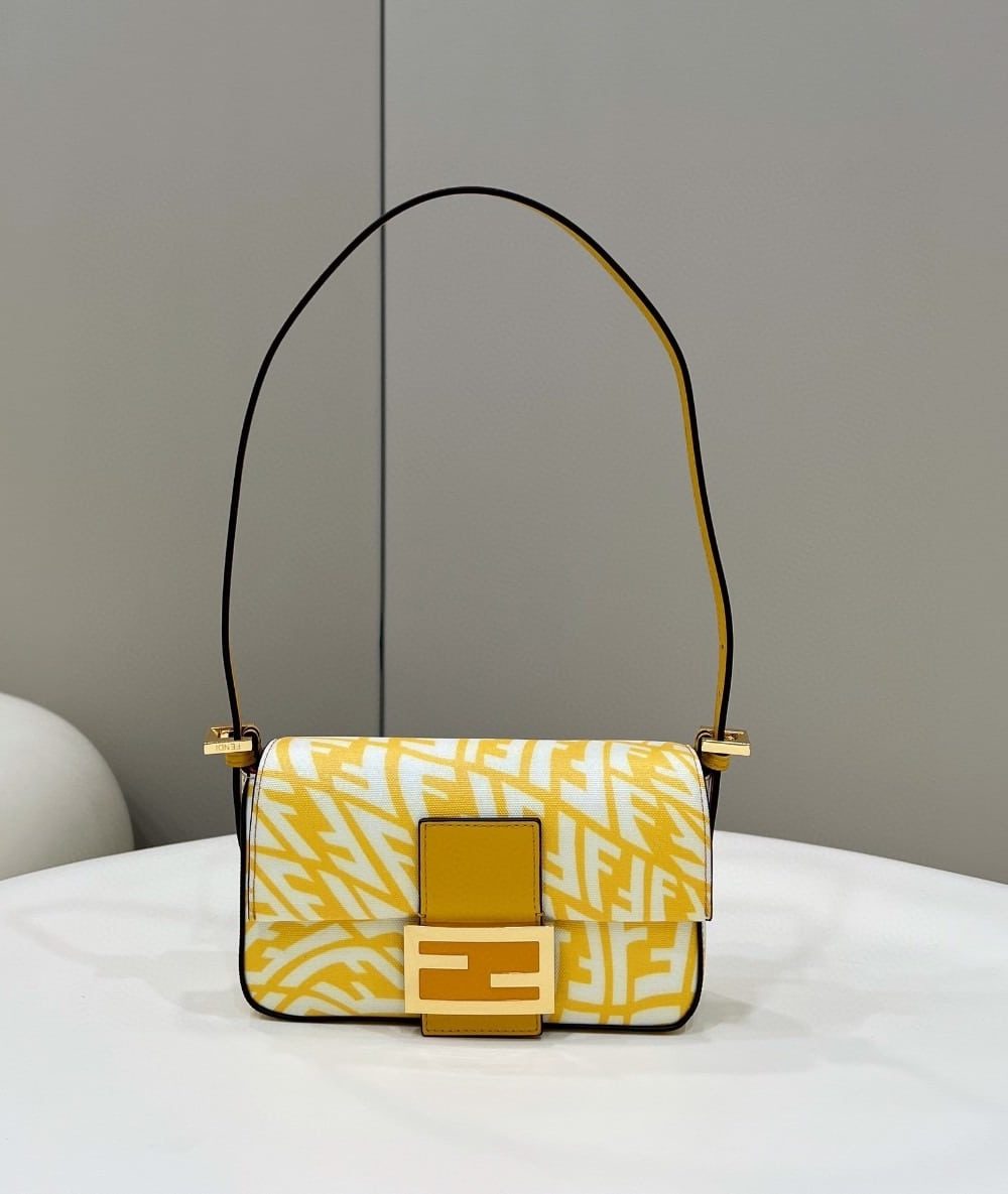 1:1 Replica Fendi Mini Baguatte 1997 Yellow Glazed Bag For Woman 19.5cm/7.5in