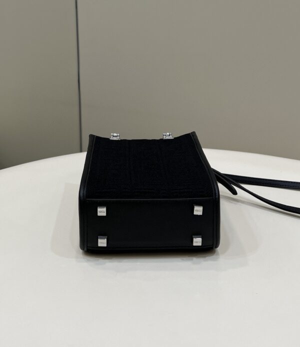1:1 Replica Fendi Mini Sunshine Shopper Black Bag For Woman 18cm/7in