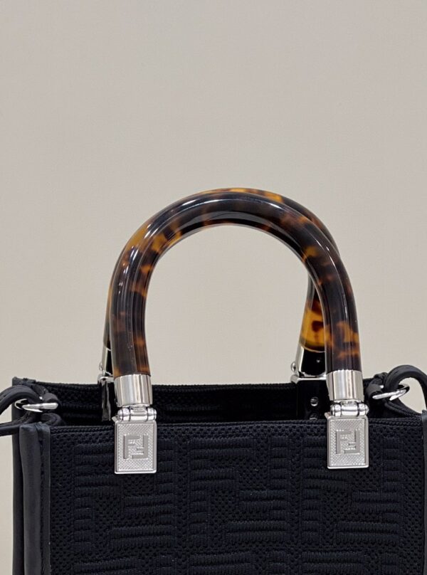1:1 Replica Fendi Mini Sunshine Shopper Black Bag For Woman 18cm/7in