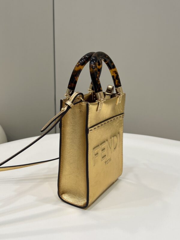 1:1 Replica Fendi Mini Sunshine Shopper Gold For Women, Women's Handbags, Shoulder And Crossbody Bags 7.1in/18cm FF 8BS051AJH7F1GNN