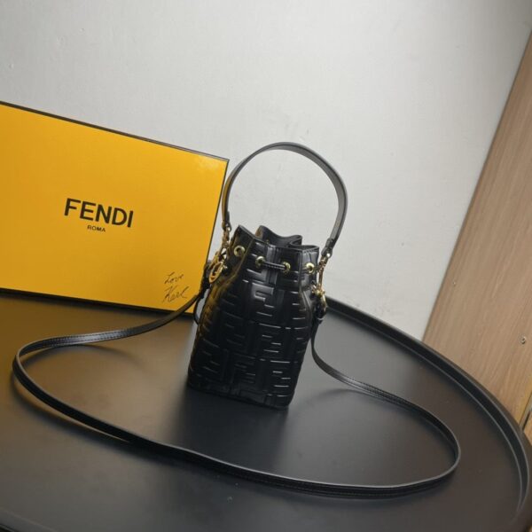 1:1 Replica Fendi Mon Tresor Black Mini Bag For Woman 18cm/7in 8BS010A3ZGF0KUR