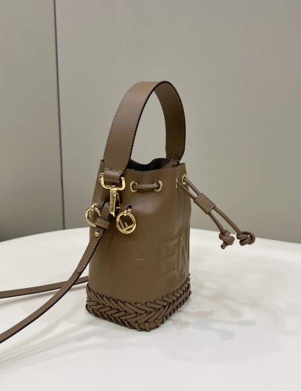 1:1 Replica Fendi Mon Tresor Brown Mini-bag with stitching For Woman 18cm/7in
