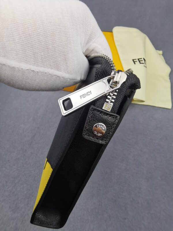 1:1 Replica Fendi Monster Eyes Camera Flat Zip Pounch Black, Yellow For Men 27cm/10.5in FF