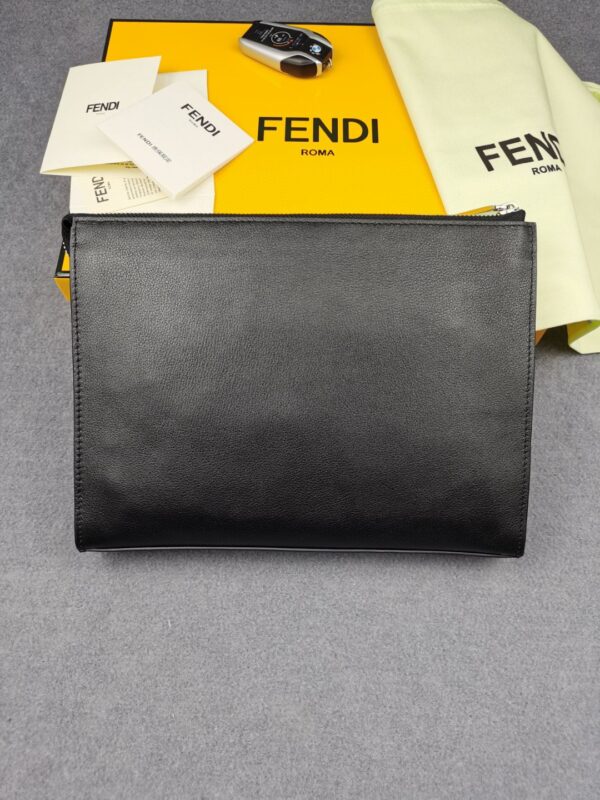 1:1 Replica Fendi Monster Eyes Camera Flat Zip Pounch Black, Yellow For Men 27cm/10.5in FF