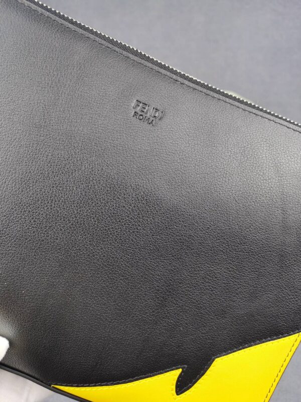 1:1 Replica Fendi Monster Eyes Camera Flat Zip Pounch Black, Yellow For Men 27cm/10.5in FF