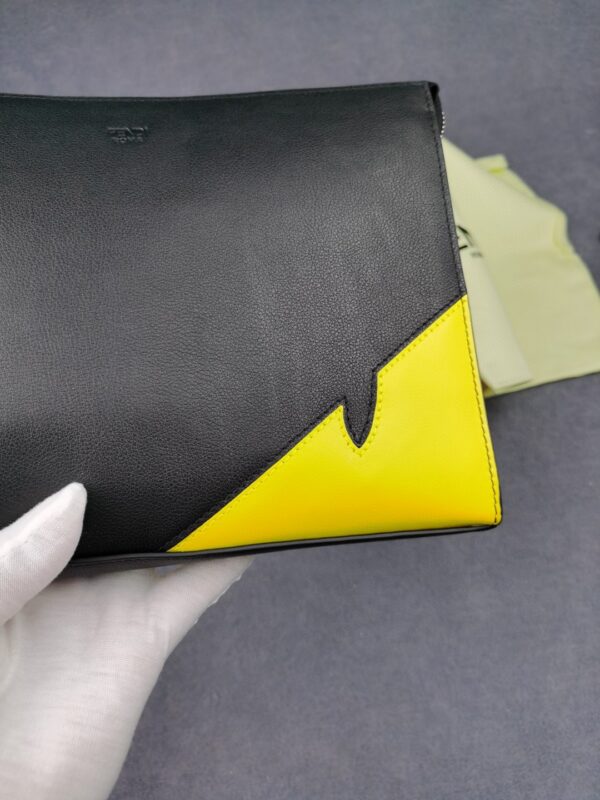 1:1 Replica Fendi Monster Eyes Camera Flat Zip Pounch Black, Yellow For Men 27cm/10.5in FF