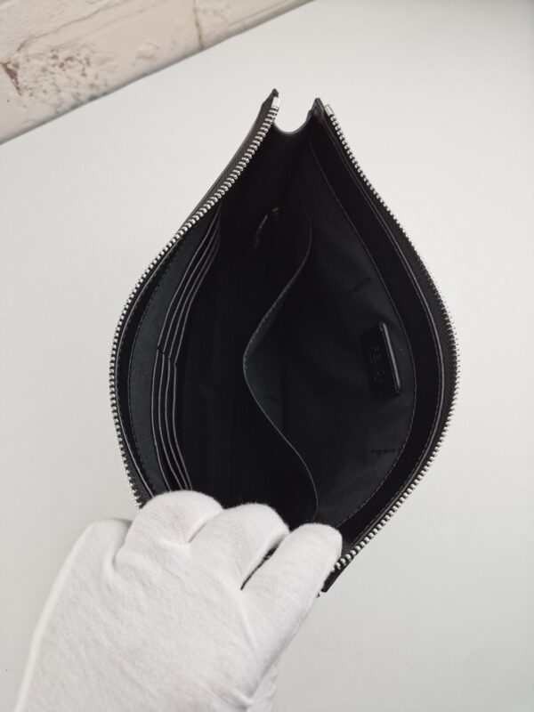 1:1 Replica Fendi Monster Eyes Flat Zip Pound Clutch in Black with Silver Hardware For Men 27cm/10.5in FF