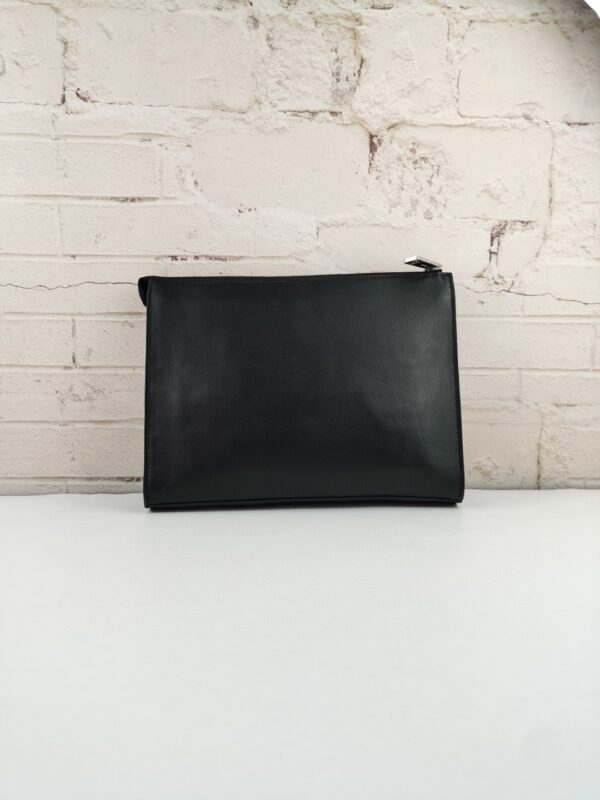 1:1 Replica Fendi Monster Eyes Flat Zip Pound Clutch in Black with Silver Hardware For Men 27cm/10.5in FF