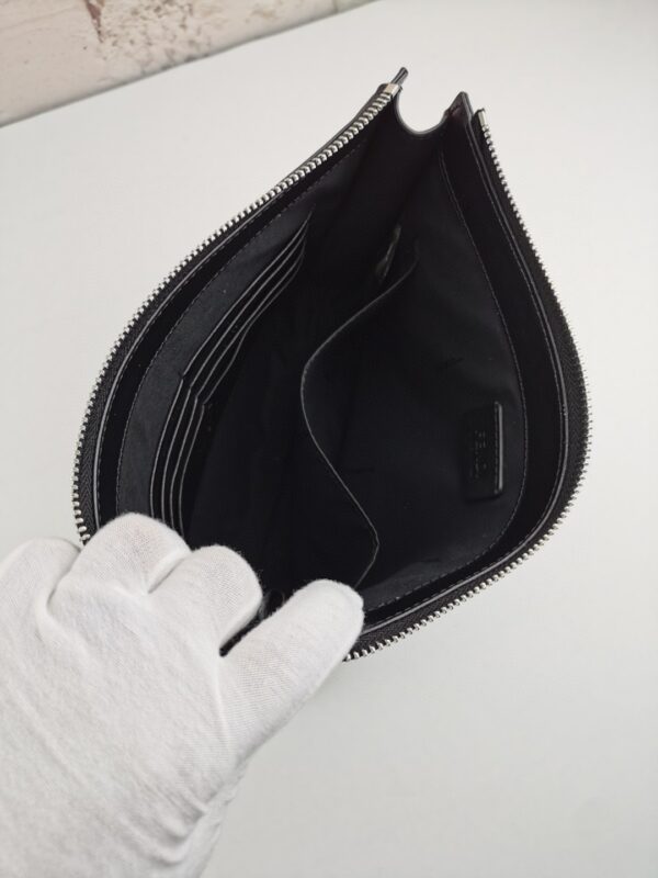 1:1 Replica Fendi Monster Eyes Flat Zip Pound Clutch in Black Yellow Eyes with Silver Hardware For Men 27cm/10.5in FF