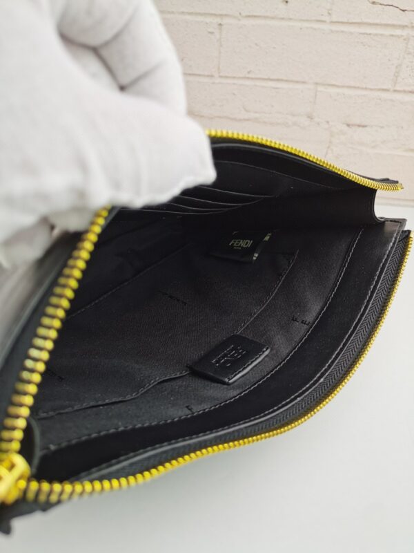1:1 Replica Fendi Monster Eyes Pound in Black with Silver Hardware For Men 27cm/10.5in FF
