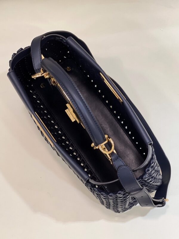 1:1 Replica Fendi Mujer Peekaboo Iconic Navy Blue Bag For Woman 33cm/13in