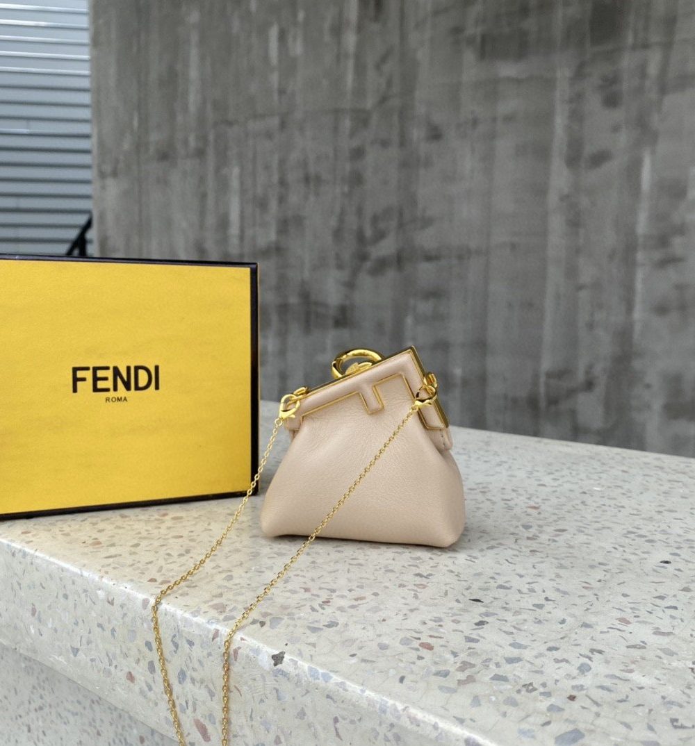 1:1 Replica Fendi Nano First Charm Beige Bag For Woman 10cm/4in