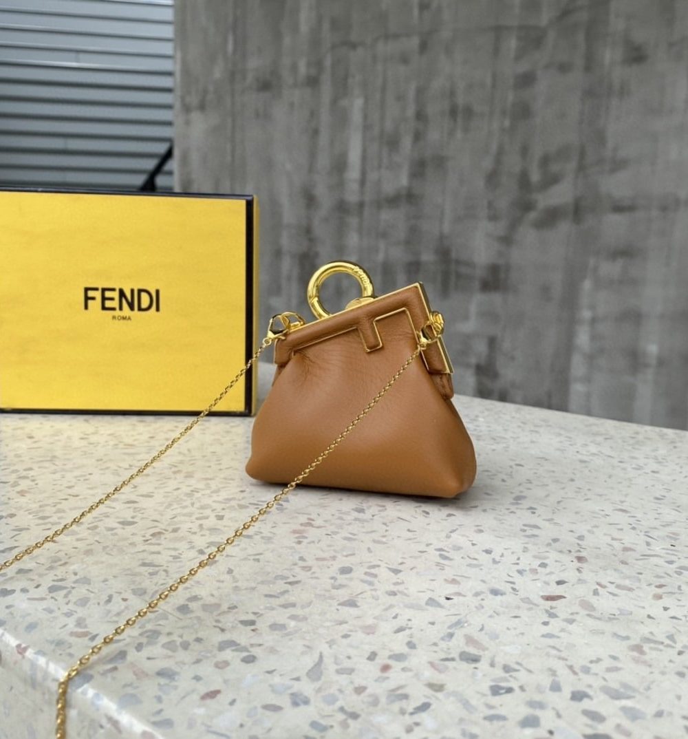 1:1 Replica Fendi Nano First Charm Brown Bag For Woman 10cm/4in