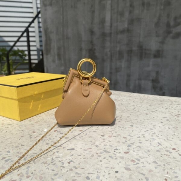 1:1 Replica Fendi Nano First Charm Light Brown Bag For Woman 10cm/4in