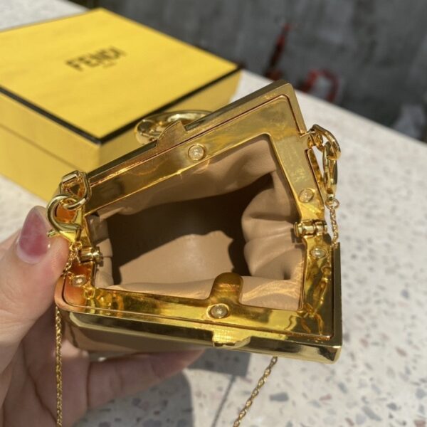 1:1 Replica Fendi Nano First Charm Light Brown Bag For Woman 10cm/4in