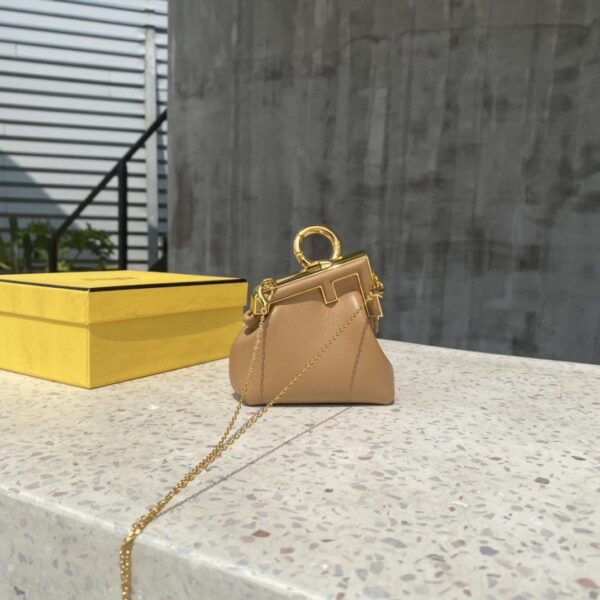 1:1 Replica Fendi Nano First Charm Light Brown Bag For Woman 10cm/4in