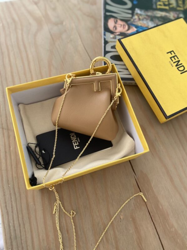 1:1 Replica Fendi Nano First Charm Light Brown Bag For Woman 10cm/4in