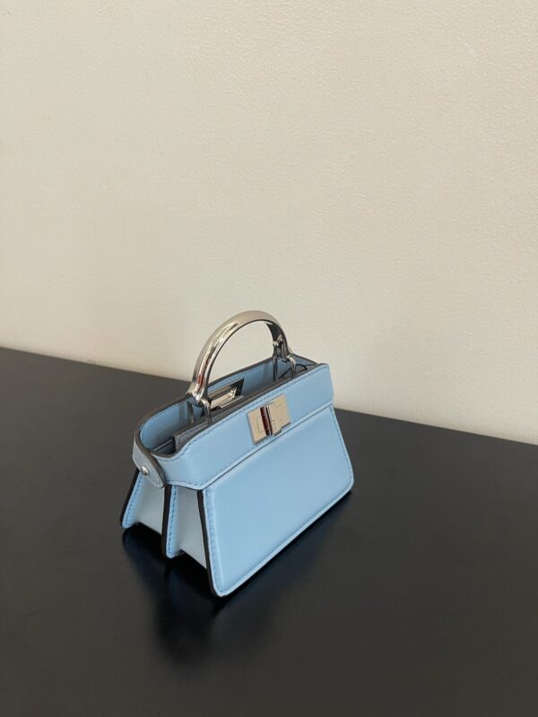 1:1 Replica Fendi Peekaboo ISeeU Petite Blue Micro Bag For Woman 11cm/4.5in