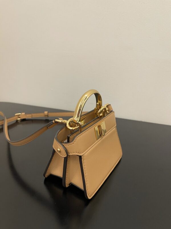 1:1 Replica Fendi Peekaboo ISeeU Petite Brown Micro Bag For Woman 11cm/4.5in