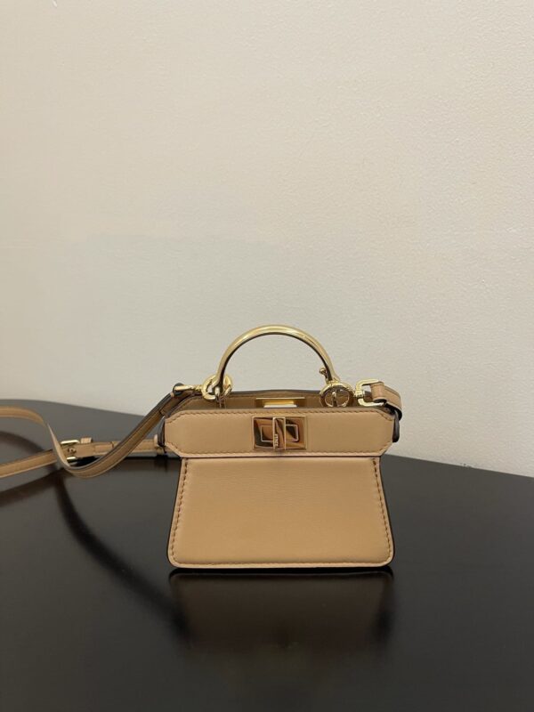 1:1 Replica Fendi Peekaboo ISeeU Petite Brown Micro Bag For Woman 11cm/4.5in