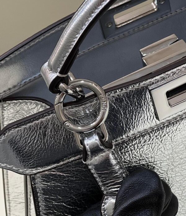 1:1 Replica Fendi Peekaboo Medium Silver Bag For Woman 33cm/13in