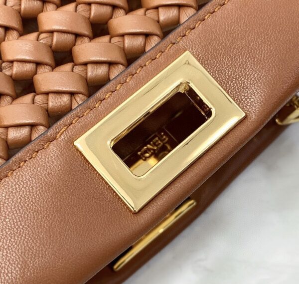 1:1 Replica Fendi Peekaboo Mini Brown Braided Bag For Woman 18cm/7in