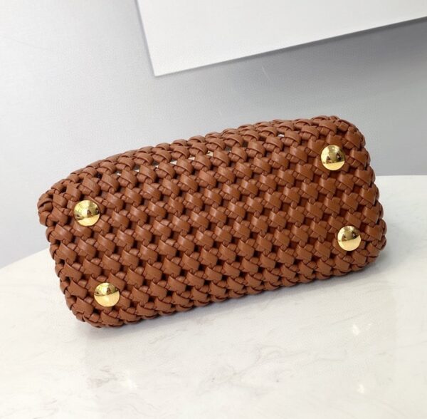 1:1 Replica Fendi Peekaboo Mini Brown Braided Bag For Woman 18cm/7in