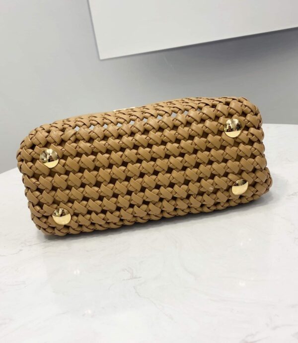 1:1 Replica Fendi Peekaboo Mini Light Brown Braided Bag For Woman 18cm/7in