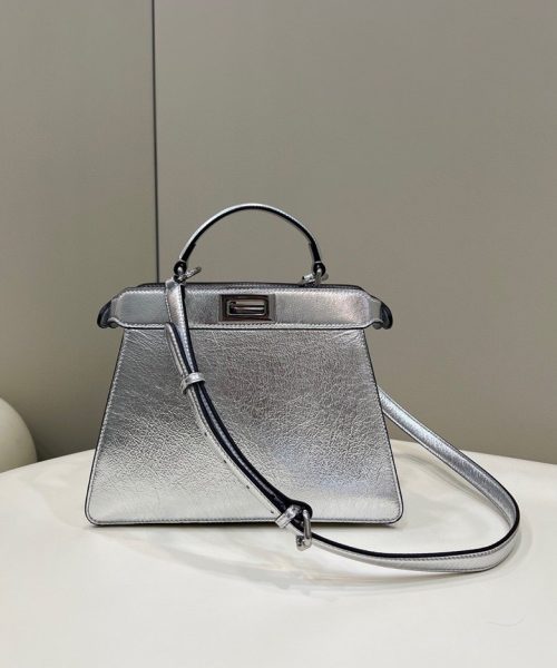 1:1 Replica Fendi Peekaboo Small Silver Bag For Woman 27cm/11in