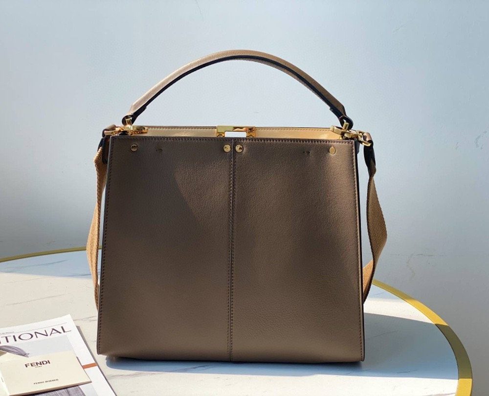 1:1 Replica Fendi Peekaboo X-Lite Tote Medium Light Brown Bag For Woman 30cm/12in