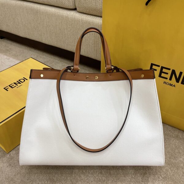 1:1 Replica Fendi Peekaboo X-tote Bag White Canvas For Women, Women's Handbags, Shoulder Bags 16.1in/41cm FF 8BH374