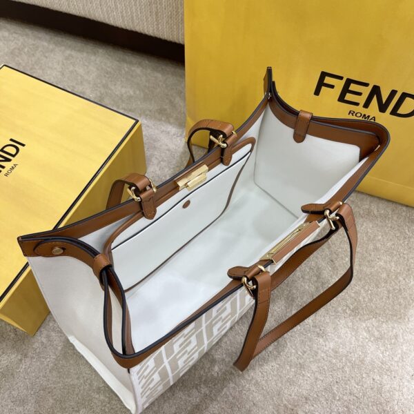 1:1 Replica Fendi Peekaboo X-tote Bag White Canvas For Women, Women's Handbags, Shoulder Bags 16.1in/41cm FF 8BH374