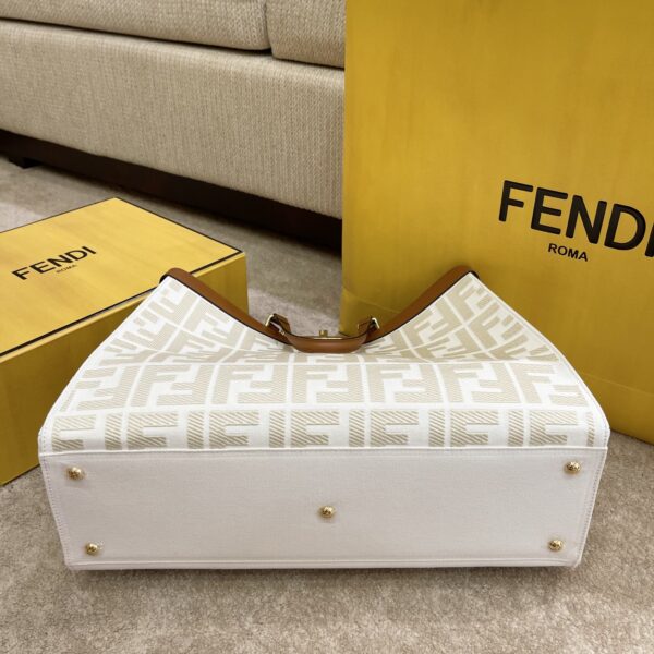 1:1 Replica Fendi Peekaboo X-tote Bag White Canvas For Women, Women's Handbags, Shoulder Bags 16.1in/41cm FF 8BH374
