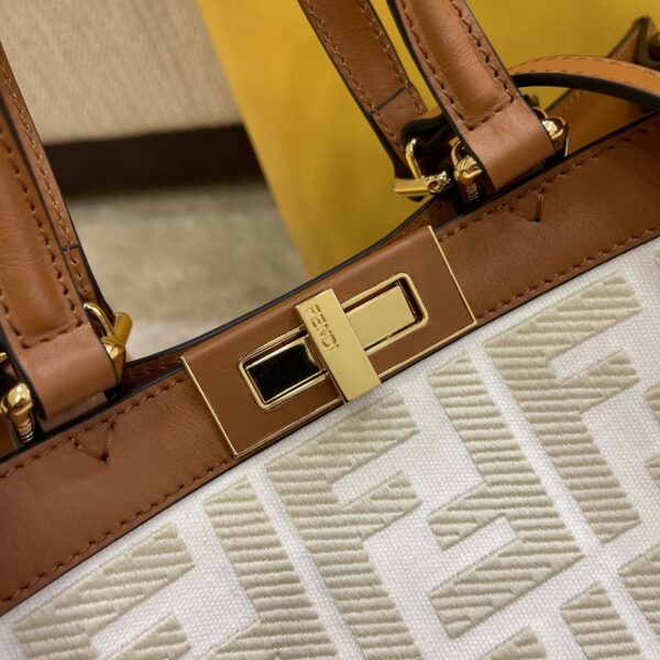 1:1 Replica Fendi Peekaboo X-tote Bag White Canvas For Women, Women's Handbags, Shoulder Bags 16.1in/41cm FF 8BH374