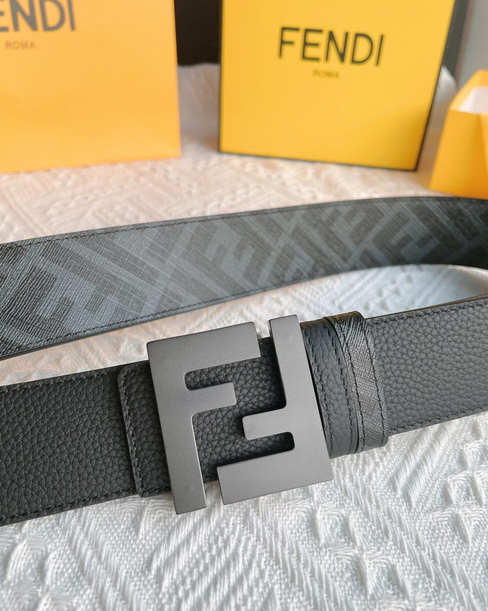 1:1 Replica Fendi Squared FF Belt Grey, Women Belt 7C0424AJJ6F1HRC