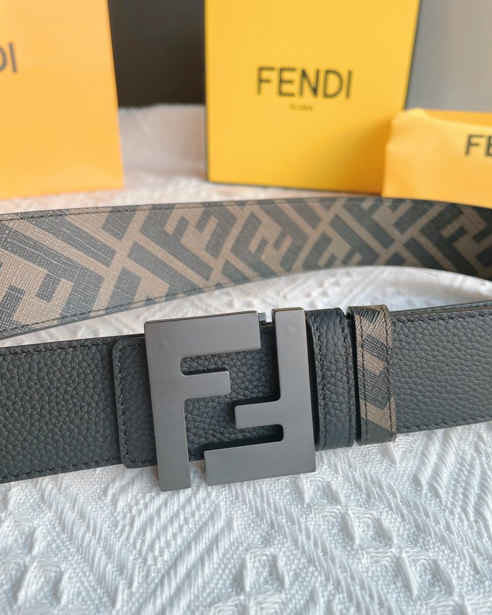 1:1 Replica Fendi Squares FF Belt Gray Women Belt 7C0424AJJ6F1HRC