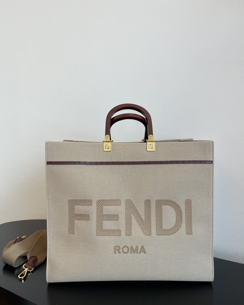 1:1 Replica Fendi Sunshine Large Tote Bag Beige For Women, Women's Handbags, Shoulder Bags 15.7in/40cm FF 8BH372