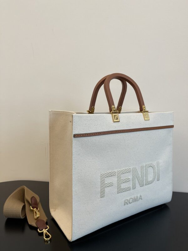1:1 Replica Fendi Sunshine Large Tote Bag Light Grey For Women, Women's Handbags, Shoulder Bags 15.7in/40cm FF 8BH372