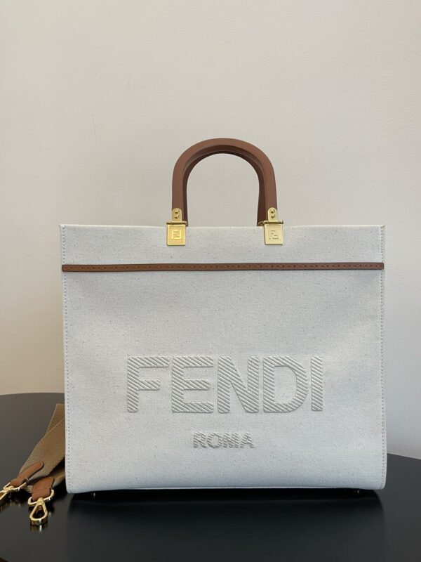 1:1 Replica Fendi Sunshine Large Tote Bag Light Grey For Women, Women's Handbags, Shoulder Bags 15.7in/40cm FF 8BH372