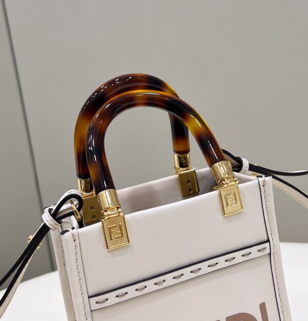 1:1 Replica Fendi Sunshine Shopper White Mini Bag For Woman 13cm/5in
