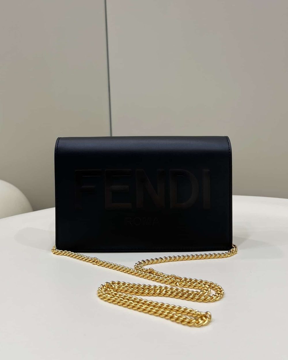 1:1 Replica Fendi Wallet On Chain Mini Black Bag For Woman 13.5cm/5.5in