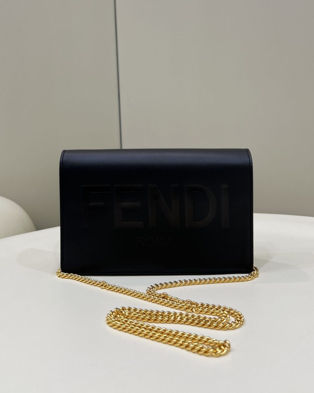 1:1 Replica Fendi Wallet On Chain Mini Black Bag For Woman 13.5cm/5.5in