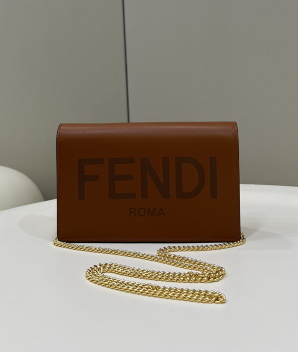 1:1 Replica Fendi Wallet On Chain Mini Brown Bag For Woman 13.5cm/5.5in