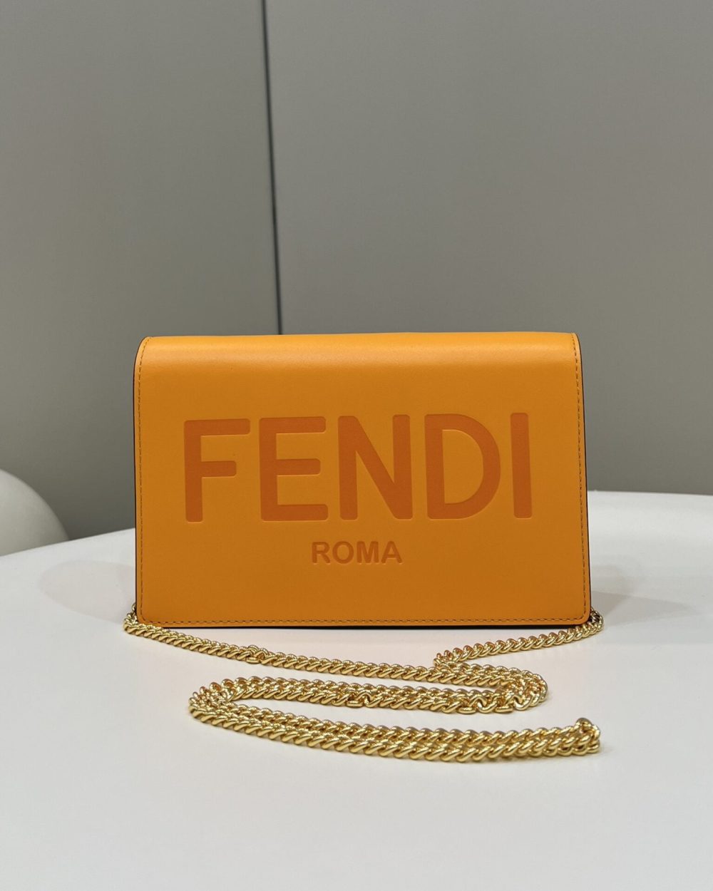 1:1 Replica Fendi Wallet On Chain Mini Orange Bag For Woman 13.5cm/5.5in