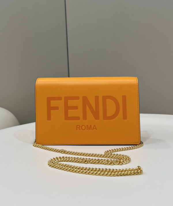 1:1 Replica Fendi Wallet On Chain Mini Orange Bag For Woman 13.5cm/5.5in