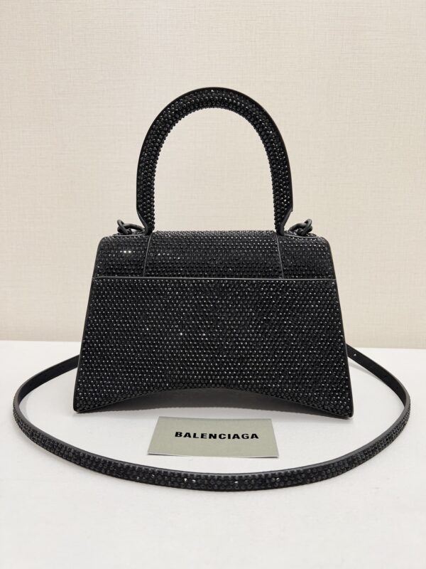 Furry Hourglass Small Handbag With Rhinestones In Grey/Pink/Yellow/Black For Women