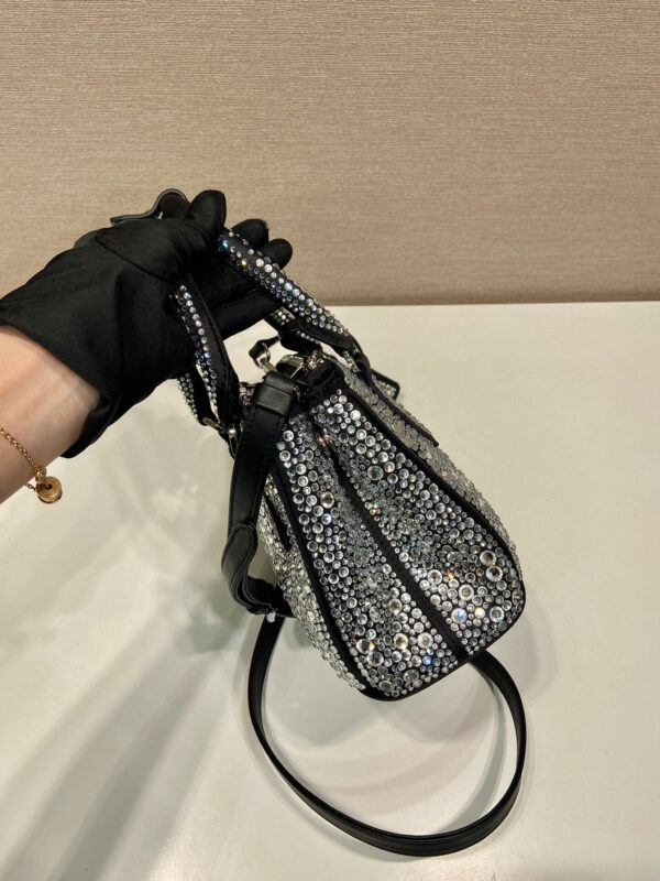 Galleria Satin Mini-Bag With Crystals In Black For Women 7.8 in/ 20 cm 1BA906_2AWL_F063R_V_EOY