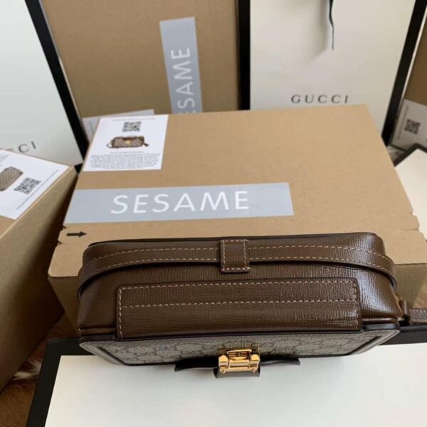 1:1 Replica GG Mini Bag With Clasp Closure Beige/Ebony GG Supreme Canvas For Women 7.1in/18cm GG 614368 92TCG 8563