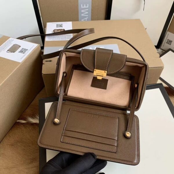 1:1 Replica GG Mini Bag With Clasp Closure Beige/Ebony GG Supreme Canvas For Women 7.1in/18cm GG 614368 92TCG 8563
