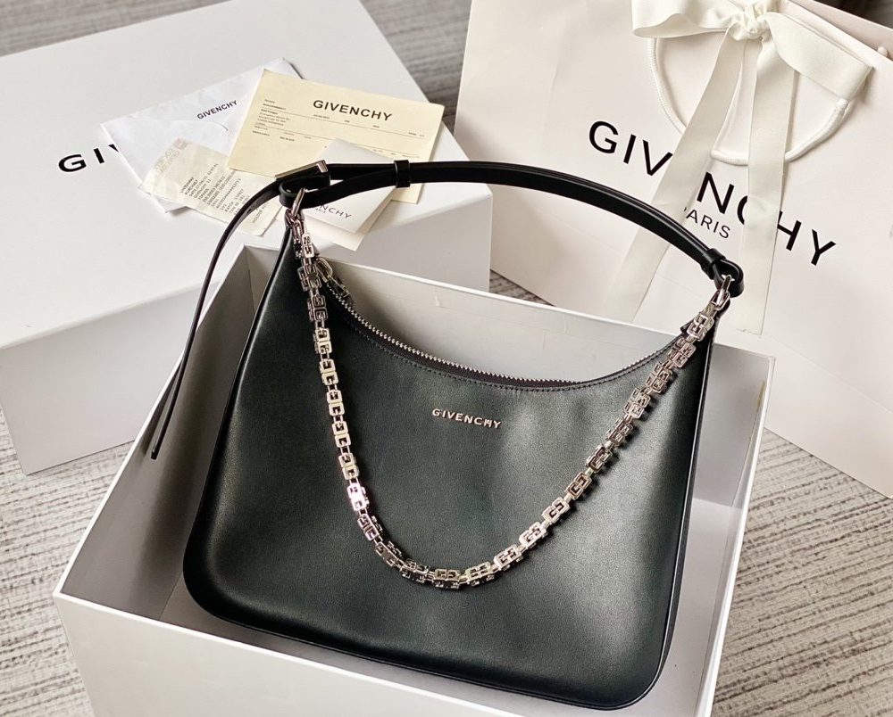 Givenchy Medium Moon Cut Out Bag Black For Women, Women's Handbags, Shoulder Bags 11.8in/30cm GVC BB50LWB1A4-001